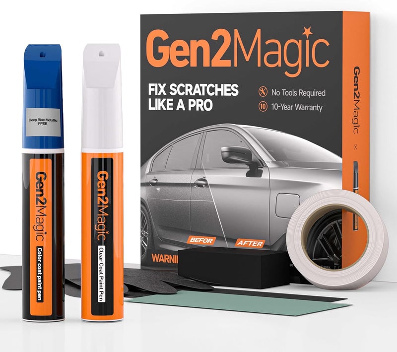 Gen2Magic Deep Blue Metallic Touch Up Paint Pen Kit for Telsa Y 3 S X [Clear Coat Included], PPSB Color Match for Scratches, Rock Chips, Dings, Easy Scratch Repair & Rust Remover for Tesla - Image 1